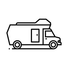 Touristic car line icon, concept sign, outline vector illustration, linear symbol.