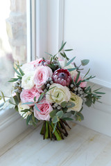 Wedding flowers, bridal bouquet closeup, close-up, selective focus, nobody, objects