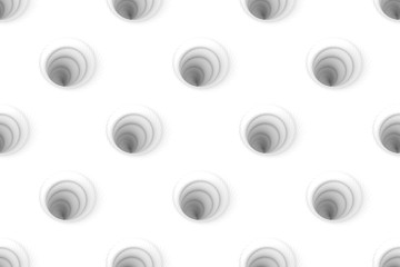 Seamless pattern from white holes in plane. Mathematics abstract background. 3d illustration.