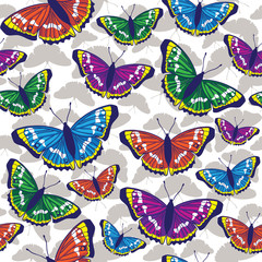 Fototapeta premium Vector seamless pattern with butterflies