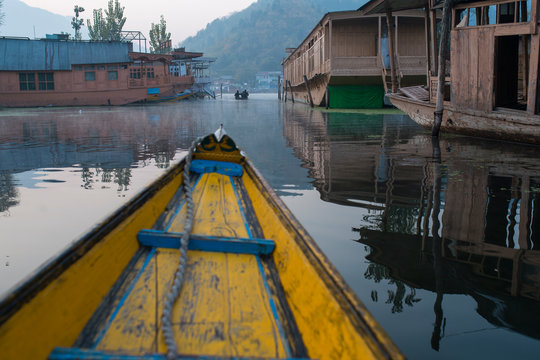 Boat trip across Dal lake in India