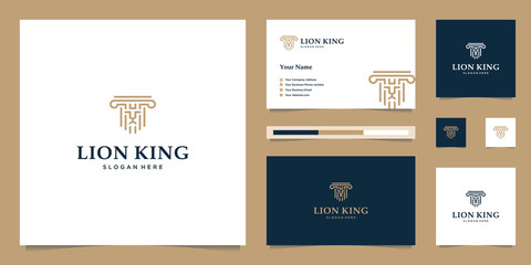 elegant king lion with stylish graphic design and name card inspiration luxury design logo