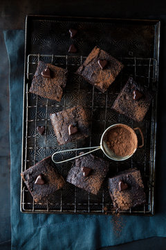 Gluten-free chocolate brownies with chocolate hearts