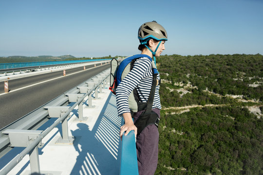 Skydiver is about to BASE jump