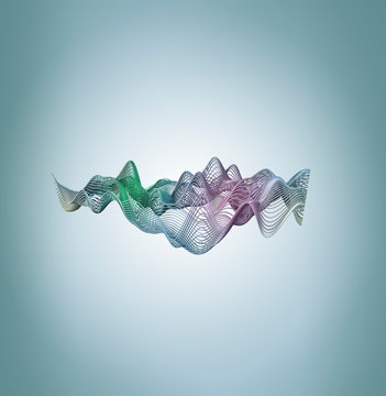 Waves made of metallic wires with colors