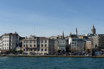Fototapeta na wymiar View of the Karakoy marina in the Golden Horn. Istanbul