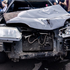 close-up details of a wrecked car. road accident