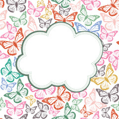 Vector vintage frame with butterflies and text place