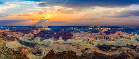 view to grand canyon in sunset