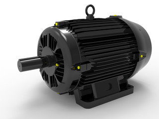 3D rendering - black electric motor on a white background