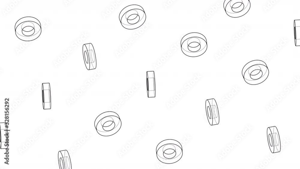 Poster abstract geometric background design with rotating shapes, seamless looped 4k animation