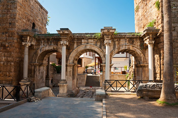 Hadrian's Gate in old town Kaleici in Antalya, Turkey