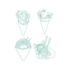 Set of doodle dessert food