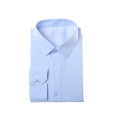 Stylish shirt isolated on white, top view. Dry-cleaning service