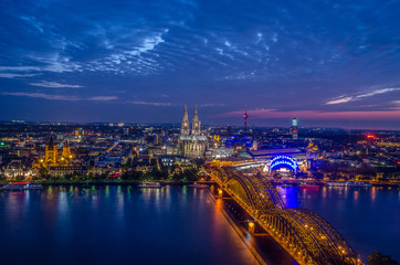Fototapeta na wymiar Beautiful Cologne Cathedral seen from Koln Tower, Cologne Germany