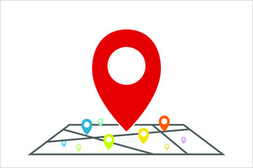 pin map place location icon at a map. - illustration flat design on white background for your location pin marker, pointer and destination label element design.