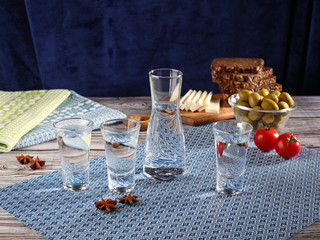 Traditional greek ouzo in shot glasses