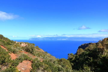 Fototapeta premium View of Tenerife and Teide mountain from La Gomera from mirador de abrante