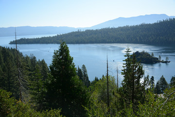 SOUTH LAKE TAHOE, CALIFORNIA, USA - AUGUST 21, 2019: Emerald Bay on Tahoe Lake