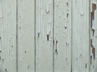 wood panel painted white with peeling paint that leaves space for corrosion
