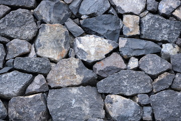 Texture of a grey granite stone wall for background
