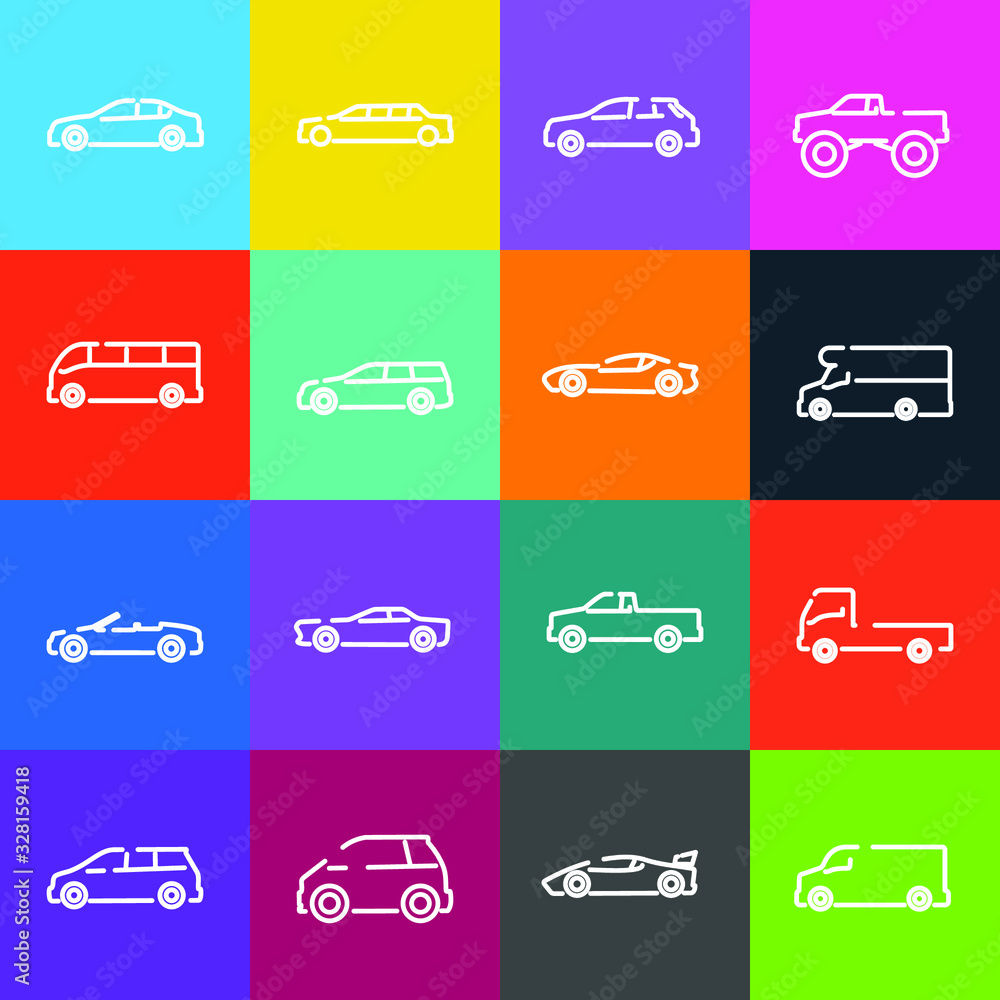 Poster simple car set icon template color editable. car pack symbol vector sign isolated on white background illustration for graphic and web design.