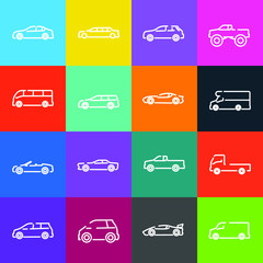 simple car set icon template color editable. car pack symbol vector sign isolated on white background illustration for graphic and web design.