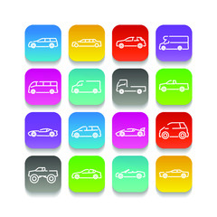 Fototapeta na wymiar simple car set icon template color editable. car pack symbol vector sign isolated on white background illustration for graphic and web design.
