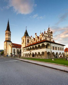 Historical town hall and basilica of St James in Levoca, Slovakia.