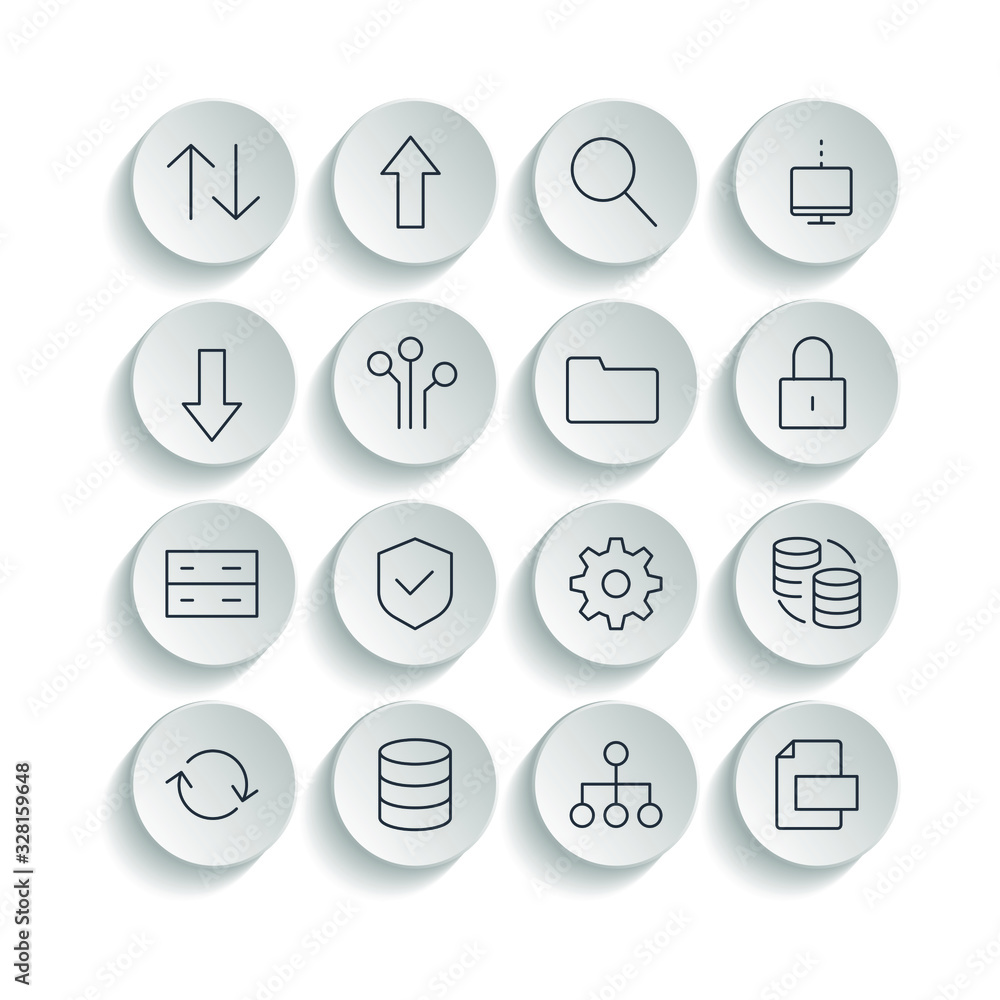 Fototapete cloud data and technology set icon template color editable. cloud data and technology pack symbol ve