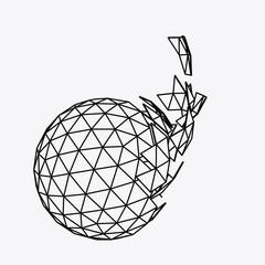 Abstract 3d broken sphere. Vector Illustration.