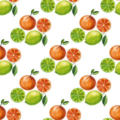 Watercolor seamless floral pattern with fruts hand drawing decorative background. Print for textile, cloth, wallpaper, scrapbooking
