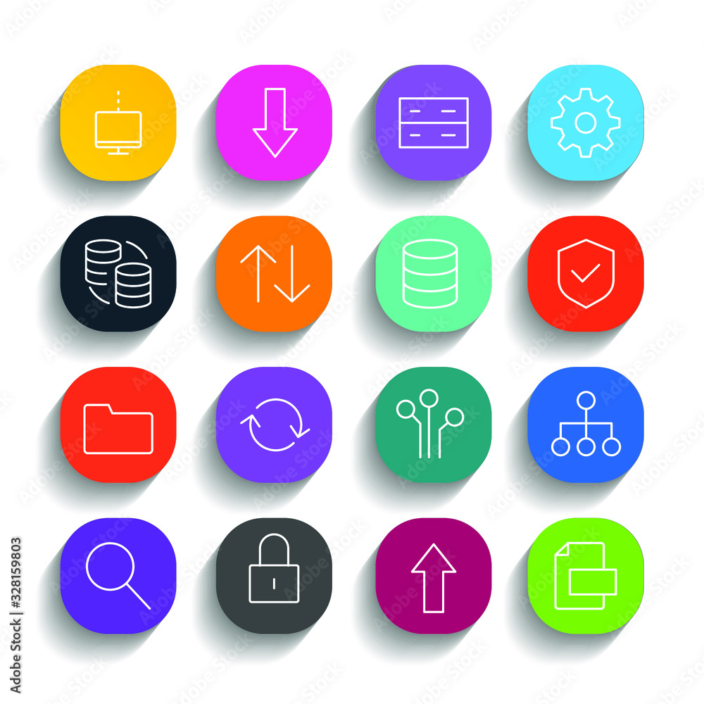 Aufkleber Cloud data and technology set icon template color editable. Cloud data and technology pack symbol vector sign isolated on white background illustration for graphic and web design.