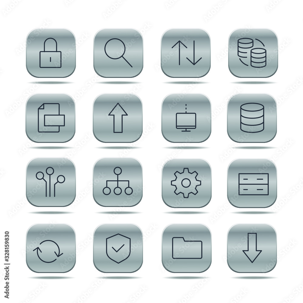 Poster cloud data and technology set icon template color editable. cloud data and technology pack symbol ve