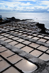 Sea salt works on salinas Fuencaliente, south of La Palma island, Canary, Spain