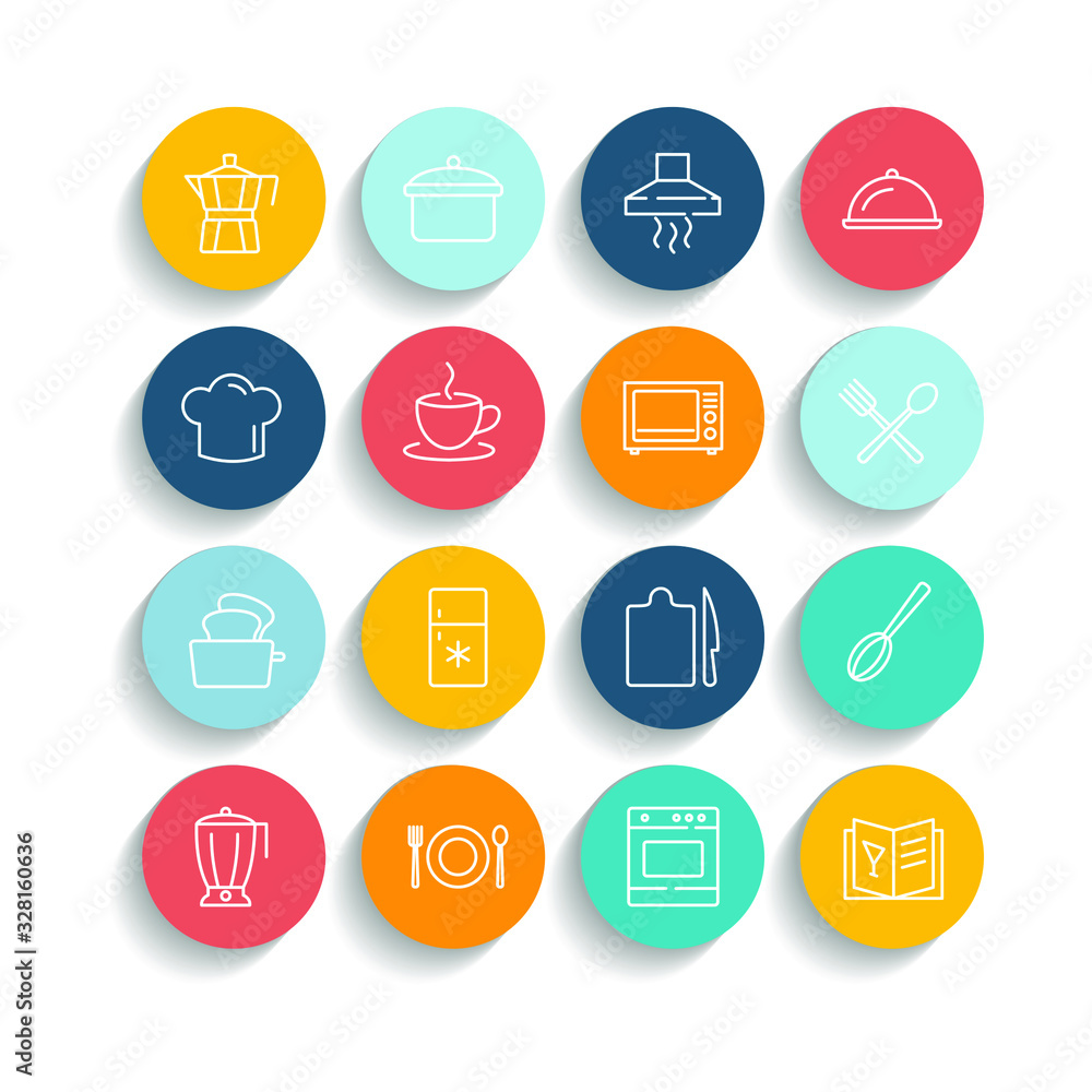 Poster kitchen set icon template color editable. kitchen pack warning symbol vector sign isolated on white 