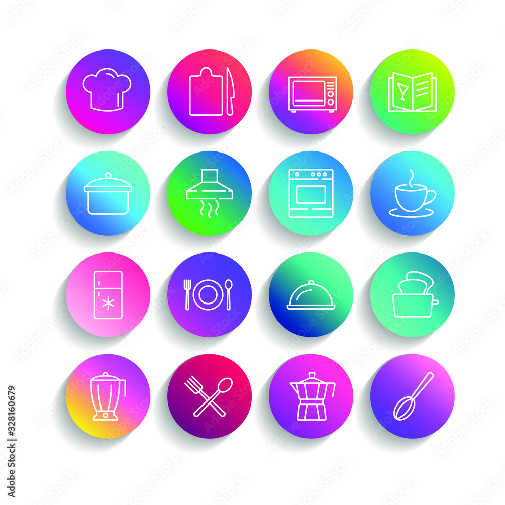 Poster Kitchen set icon template color editable. Kitchen pack warning symbol vector sign isolated on white background illustration for graphic and web design.