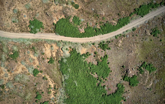 Road through a dry landscape