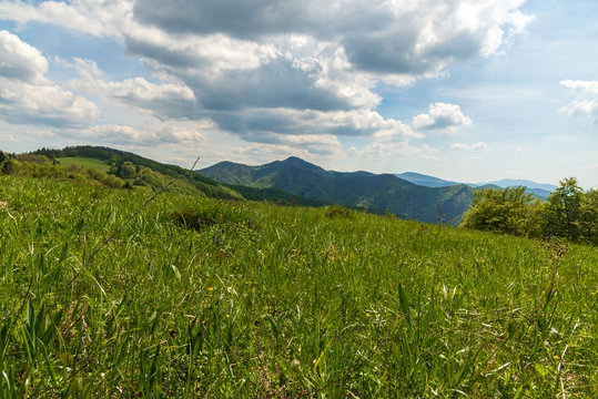 Springtime Valka Fatra mountains from Magura hill in scenery