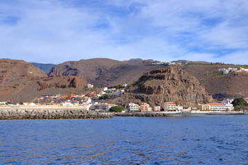 Playa de Santiago in La Gomera Canary Islands Spain from sea
