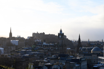 View from top of Calton hill to old part of Edinburgh, capital of Scotland