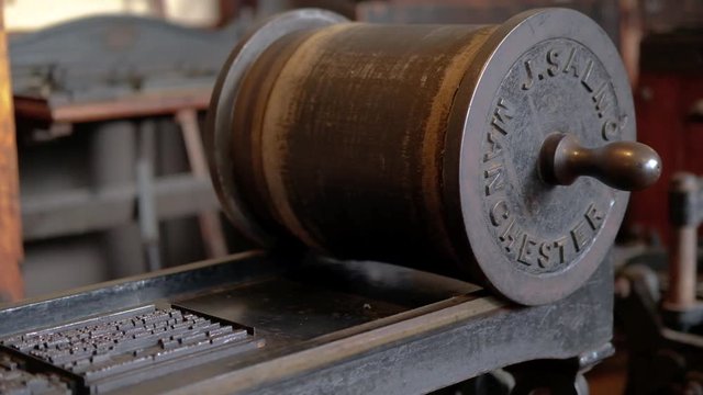 Close shot of old printer tools in a printshop