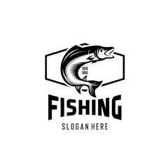 Fishing Logo Badge Illustration, Ideal For Fishing Club, Tournament, Restaurant, Fashion Apparel Patch, Sticker, Sign, Event, And Many Other Fishing Related Activities, Fishing Vintage