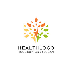 Healthy life vector logo template, Healthy - vector logo template illustration. Man figure on leaves. Ecological and biological product concept sign. Ecology symbol. Human character icon