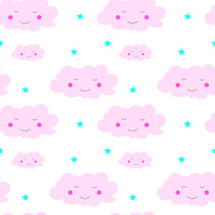Obraz premium Childish seamless background with clouds.Can be used for wallpaper,fabric, web page background, surface textures.
