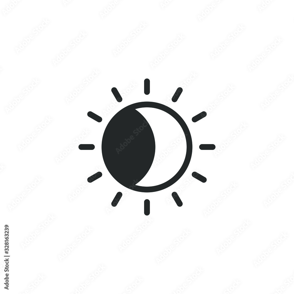 Poster phases of solar and lunar eclipse icon template color editable. sun or moon symbol vector sign isola
