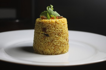 cup rice plate close up image