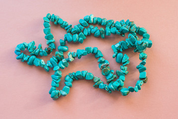 Natural gemstone, turquoise stone accessorize close up, boho details