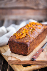 Delicious homemade orange and poppy seeds loaf cake