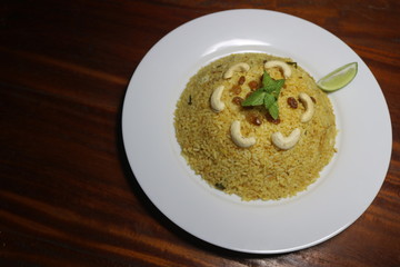 yummy yellow, biryani rice plate